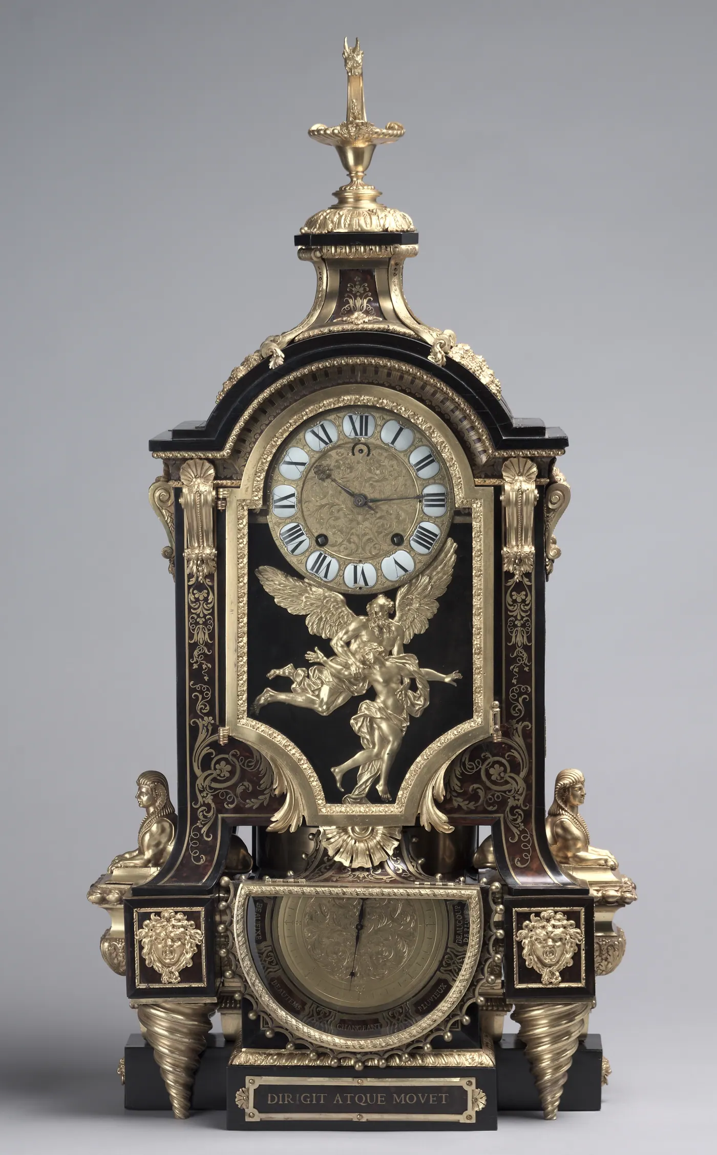 Pendule d'André-Charles Boulle, vers 1695, marqueterie d'écaille et de laiton, bronze doré