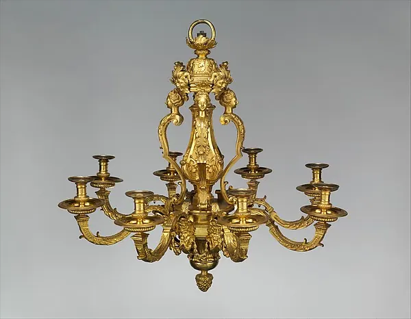 Lustre à huit lumières en bronze ciselé et doré, André-Charles Boulle, vers 1710